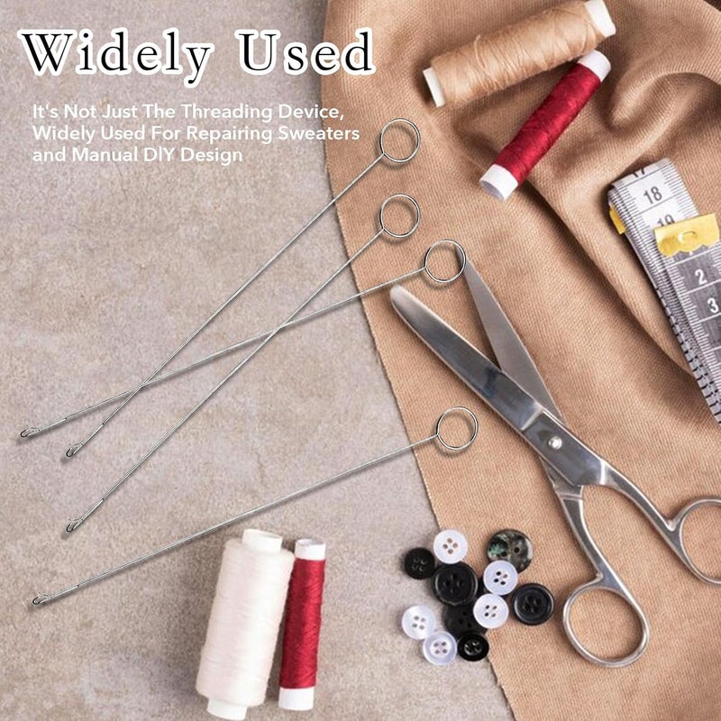 Haikole 10 pcs Professional Loop Turner Kit - 10.4 Inch Stainless Steel Sewing Hook Tool with Latch Hook for Fabric Tubes, Belts & DIY Crafts | Effortless Tube Turning & Time Saving (Silver 10pcs) - Image 5